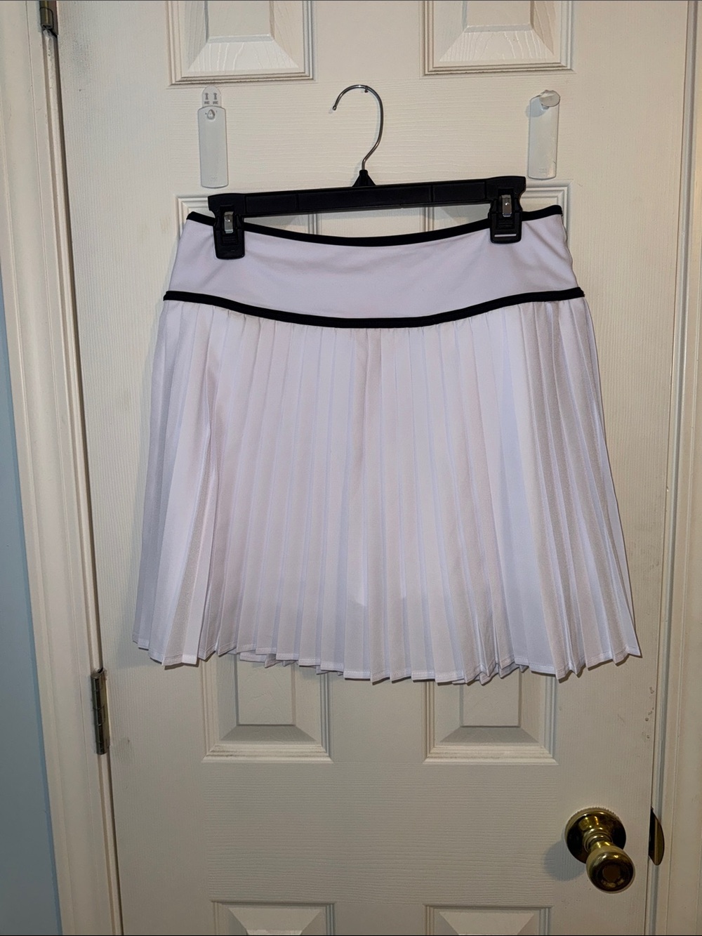 Alala White Pleated Tennis Skort with Black Trim